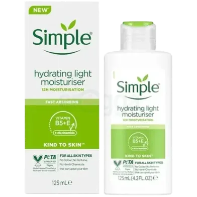 Simple Kind to Skin Hydrating Light Moisturiser with Vitamin B5 E and Niacinamide 125ml - Rokomari product